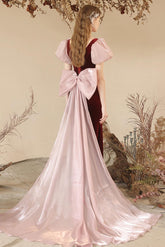 Burgundy Prom Dress Mermaid Velvet Long Formal Evening Dress